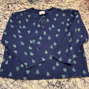 Hanna Andersson Navy and Green Tree Print Long Sleeve Tee